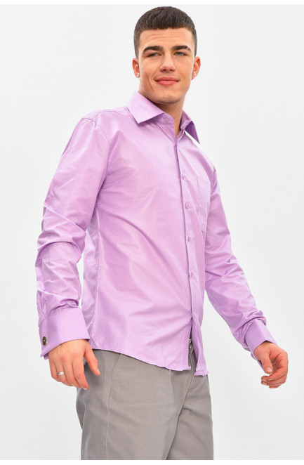 Рубашка мужская однотонная сиреневого цвета 209462L