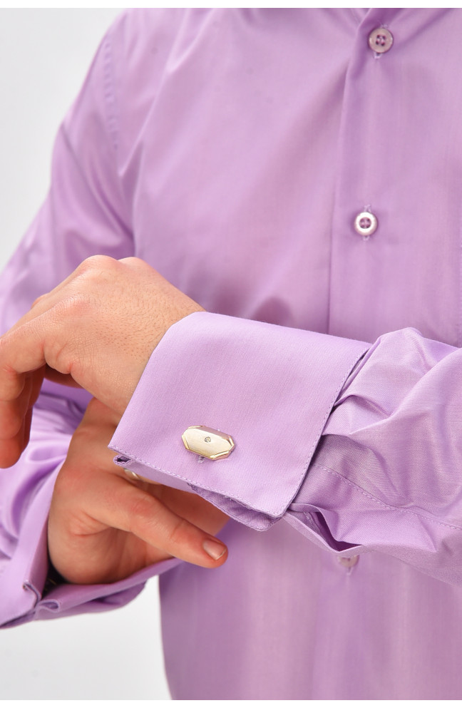 Рубашка мужская однотонная сиреневого цвета 209462L