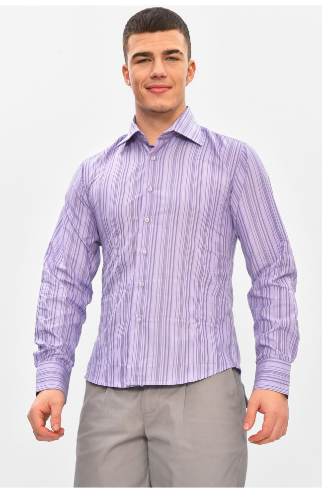 Рубашка мужская однотонная сиреневого цвета 209465L