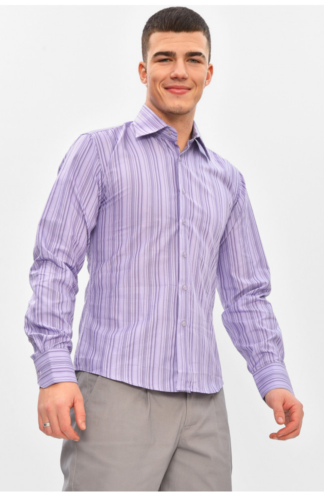 Рубашка мужская однотонная сиреневого цвета 209465L