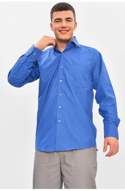 Рубашка мужская однотонная синего цвета 209467L