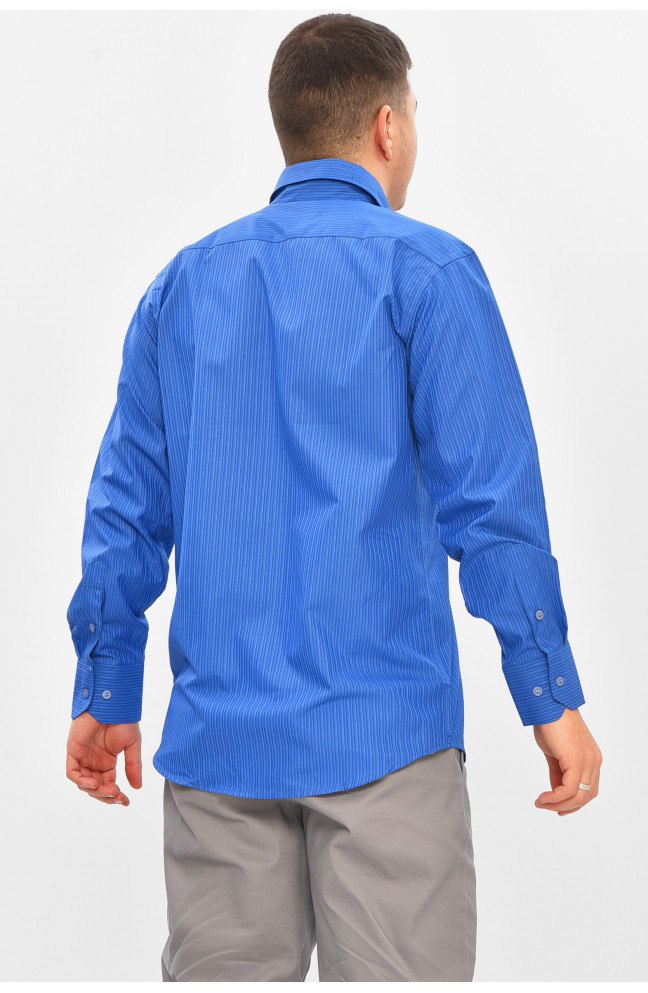 Рубашка мужская однотонная синего цвета 209467L