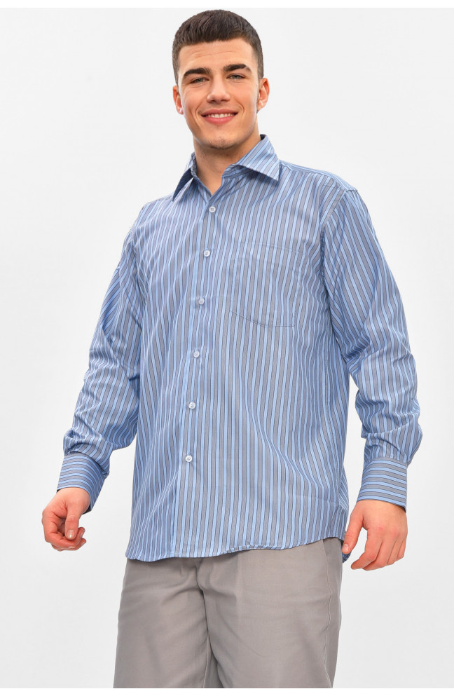 Рубашка мужская голубого цвета с принтом 209470L