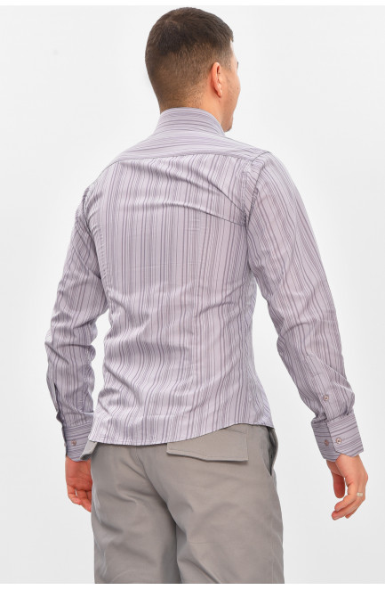 Рубашка мужская однотонная серого цвета 209471L