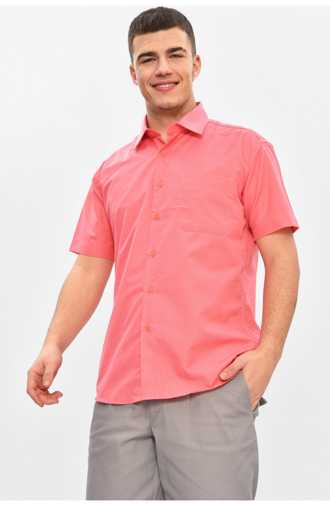 Рубашка мужская полубатальная кораллового цвета 209472L