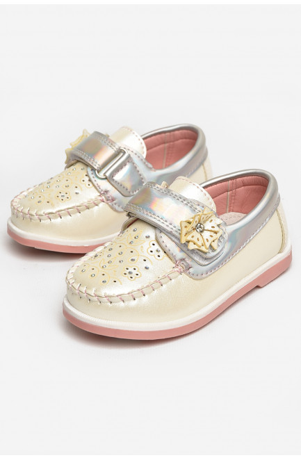 Мокасины детские для девочки белого цвета 209473L