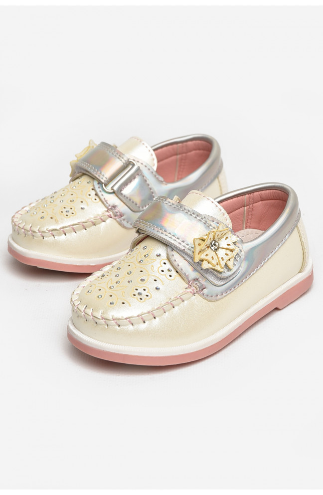 Мокасины детские для девочки белого цвета 209473L