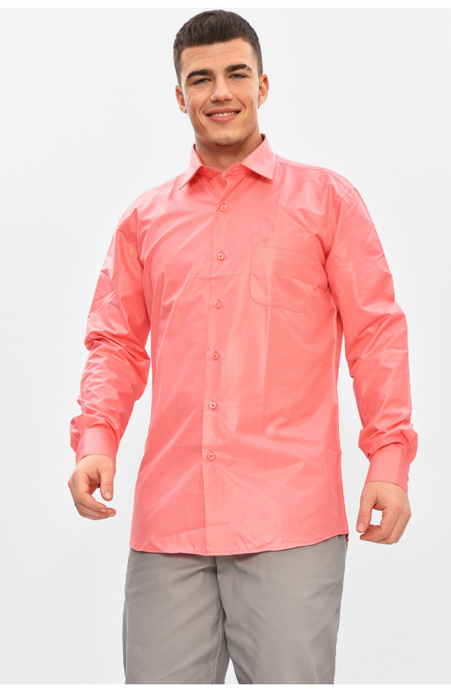 Рубашка мужская однотонная кораллового цвета 209480L