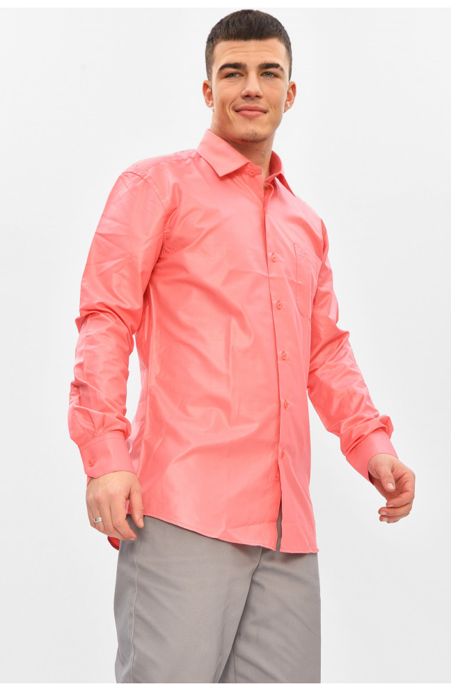 Рубашка мужская однотонная кораллового цвета 209480L