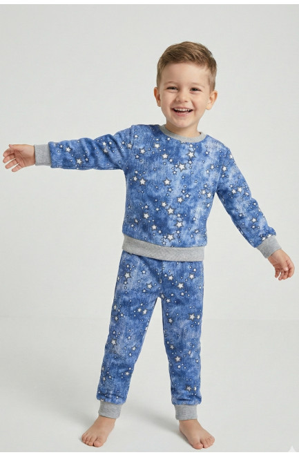 Пижама детская на флисе синего цвета 209503L