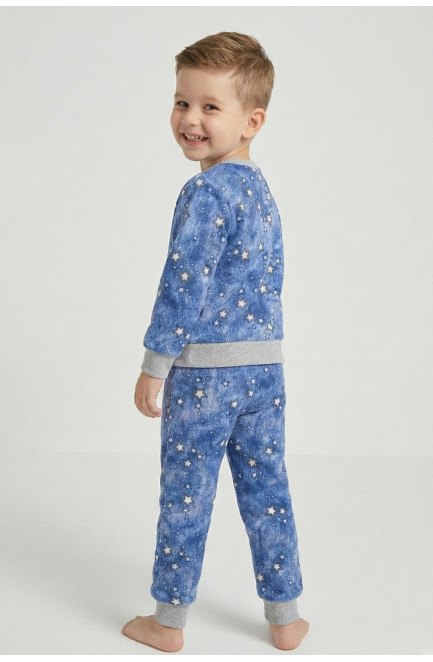 Пижама детская на флисе синего цвета 209503L