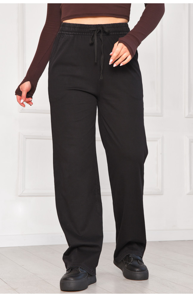 Штаны женские однотонные черного цвета 209567L