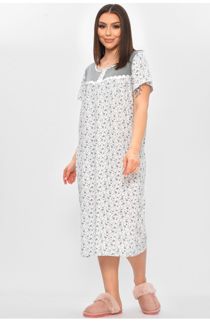 Ночная рубашка женская полубатальная белого цвета с принтом 209650L