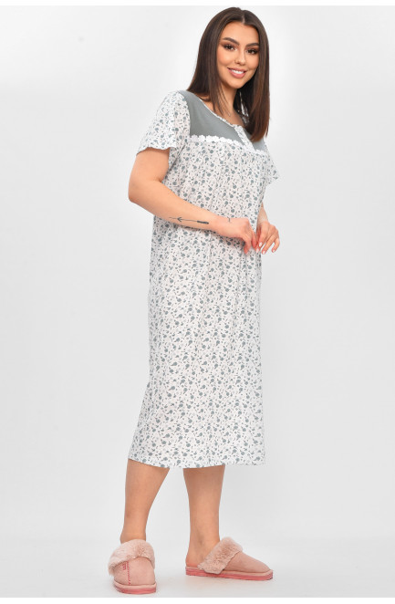 Ночная рубашка женская полубатальная белого цвета с принтом 209650L