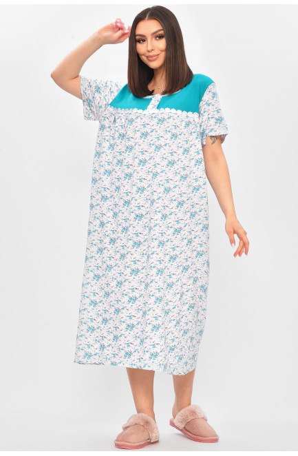 Ночная рубашка женская полубатальная белого цвета с принтом 209651L