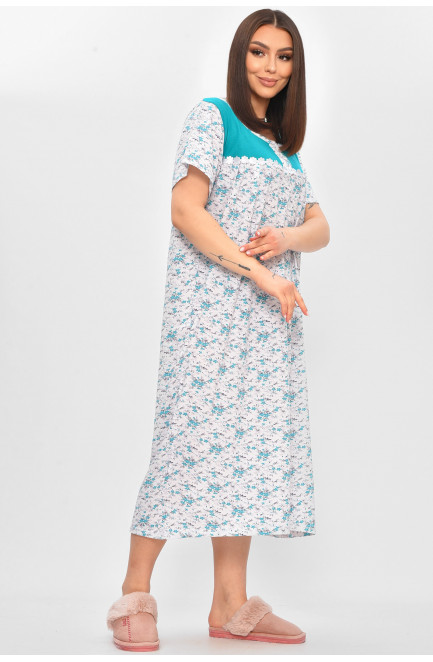 Ночная рубашка женская полубатальная белого цвета с принтом 209651L
