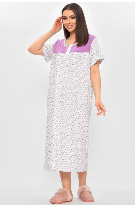 Ночная рубашка женская полубатальная белого цвета с принтом 209652L