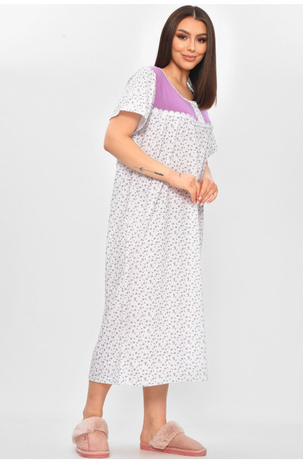 Ночная рубашка женская полубатальная белого цвета с принтом 209652L