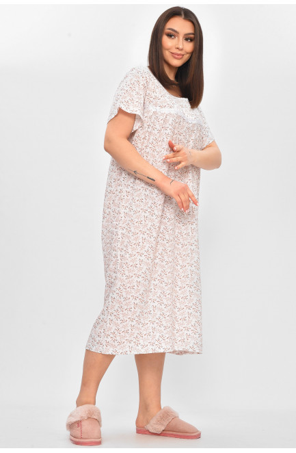 Ночная рубашка женская полубатальная белого цвета с принтом 209654L