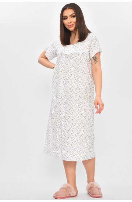 Ночная рубашка женская полубатальная белого цвета с принтом 209655L