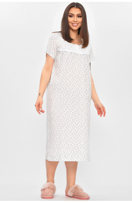 Ночная рубашка женская полубатальная белого цвета с принтом 209655L
