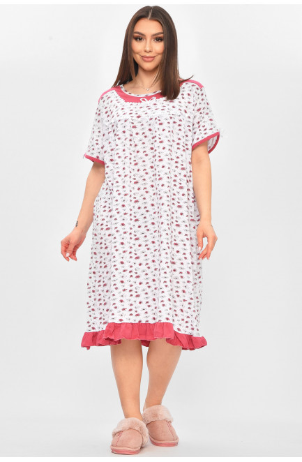 Ночная рубашка женская полубатальная белого цвета с принтом 209656L