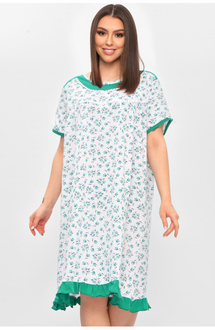 Ночная рубашка женская полубатальная белого цвета с принтом 209657L