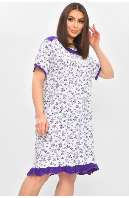 Ночная рубашка женская полубатальная белого цвета с принтом 209658L