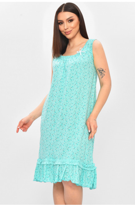 Ночная рубашка женская зеленого цвета с принтом 209661L