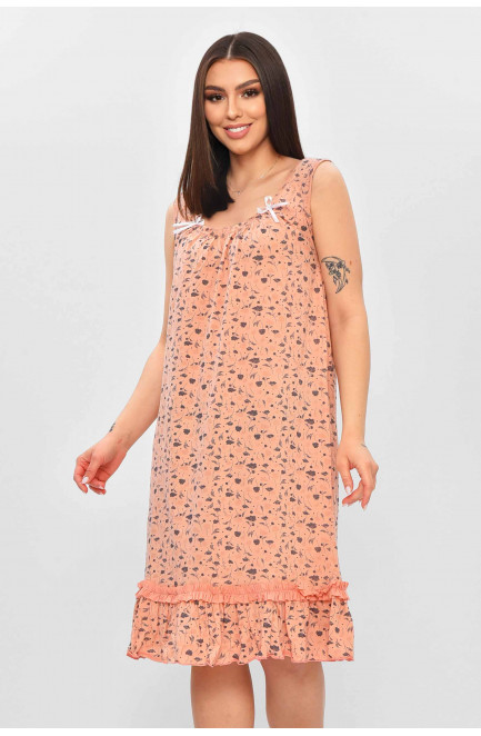 Ночная рубашка женская пудрового цвета с принтом 209662L