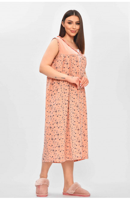 Ночная рубашка женская полубатальная пудрового цвета с принтом 209667L