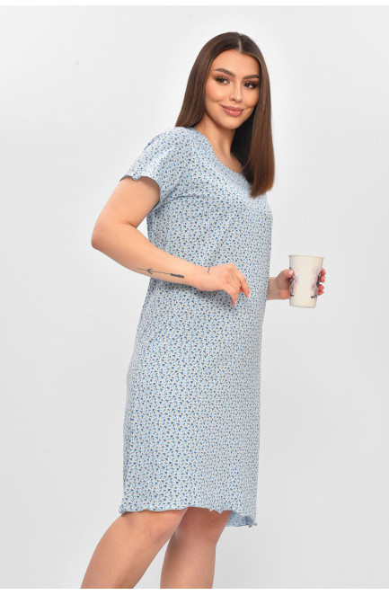 Ночная рубашка женская полубатальная голубого цвета с принтом 209675L
