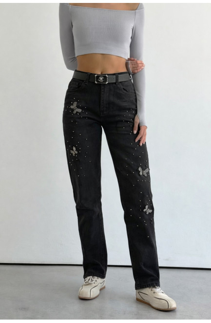 Джинсы женские однотонные черного цвета 209888L