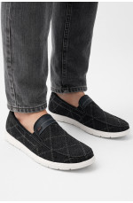 Мокасины мужские черного цвета текстиль 210029L