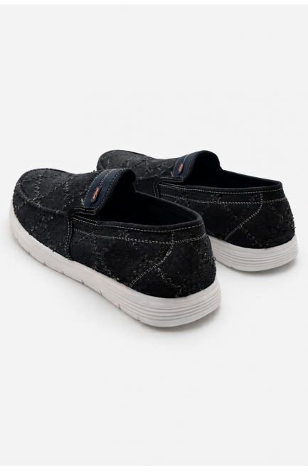 Мокасины мужские черного цвета текстиль 210029L
