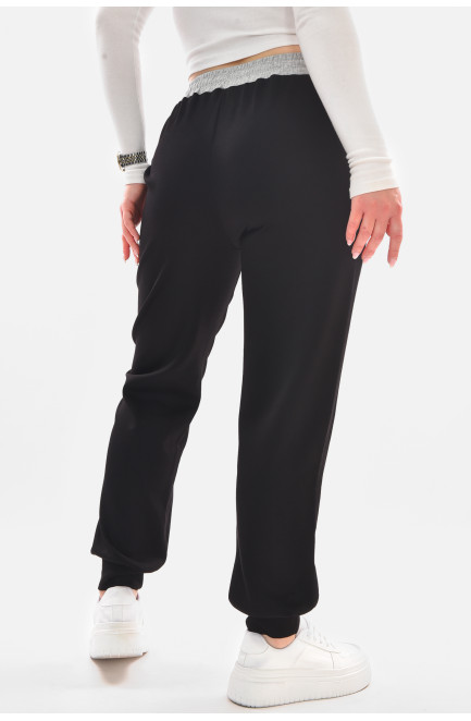 Спортивные штаны женские черного цвета 210055L