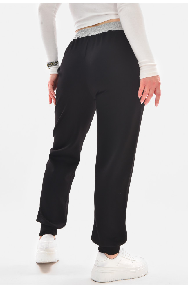 Спортивные штаны женские черного цвета 210055L