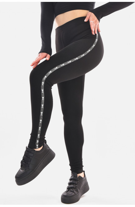 Лосины женские однотонные черного цвета 210068L