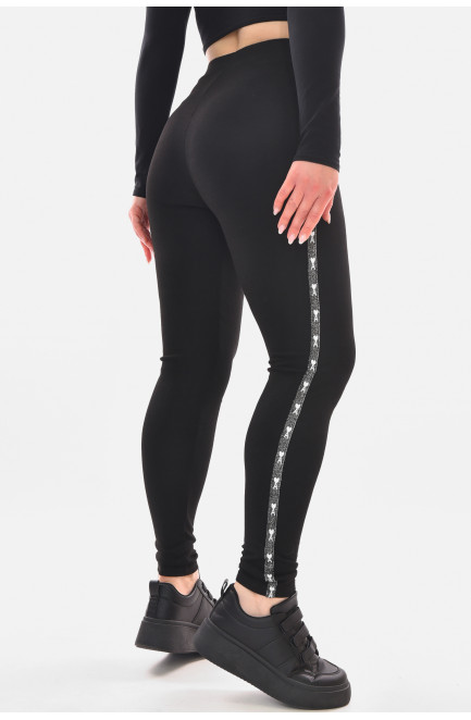 Лосины женские однотонные черного цвета 210068L