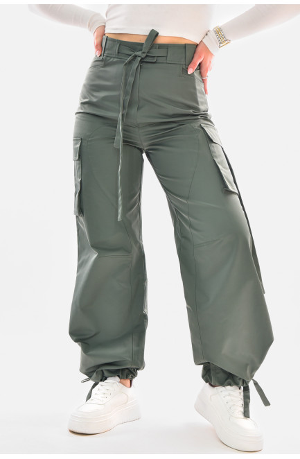 Штаны женские однотонные цвета хаки 210084L