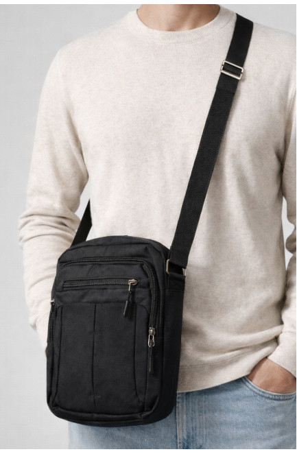 Сумка мужская через плечо текстиль черного цвета 210092L