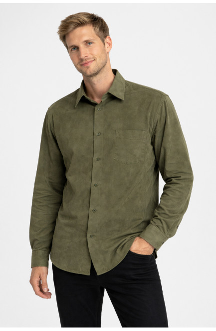 Рубашка мужская однотонная цвета хаки 210147L