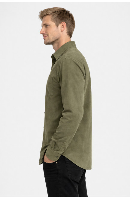 Рубашка мужская однотонная цвета хаки 210147L