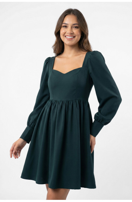Платье женское однотонное тёмно-зеленого цвета 210166L
