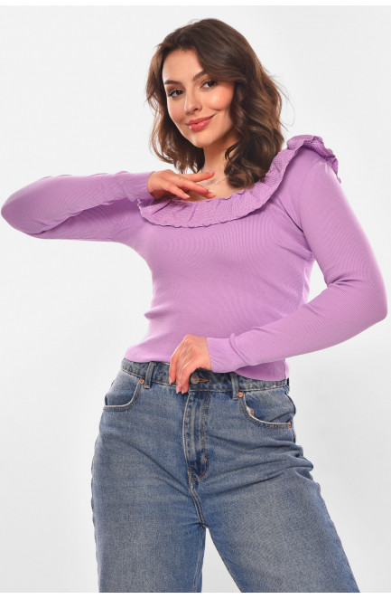 Кофта женская с рюшами однотонная лавандового цвета 210188L