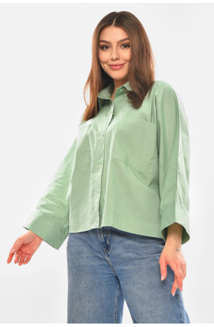 Рубашка женская однотонная мятного цвета 210246L