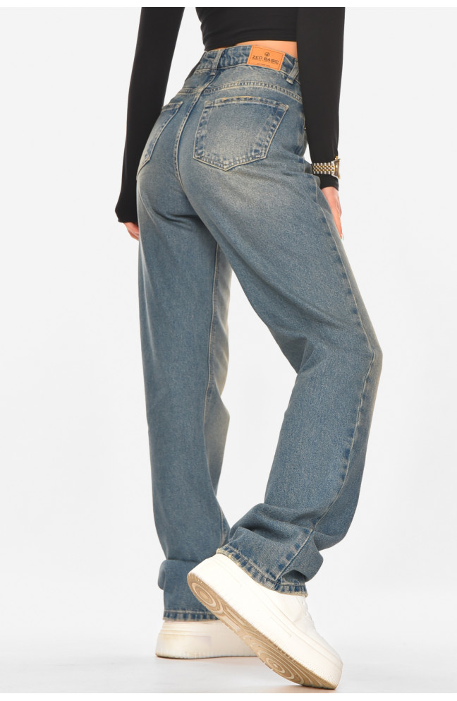 Джинсы женские однотонные синего цвета 210314L