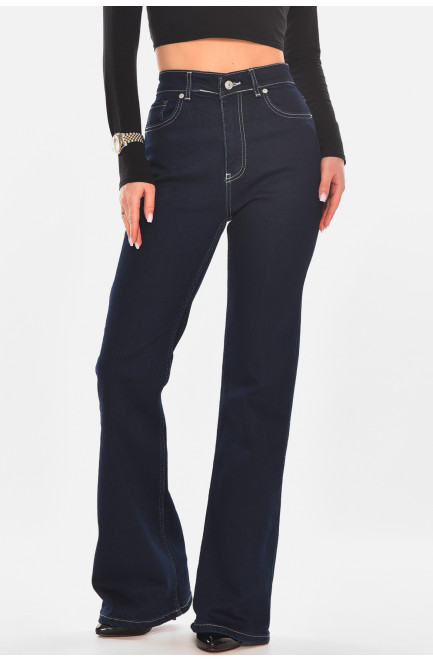 Джинсы женские однотонные тёмно-синего цвета 210319L