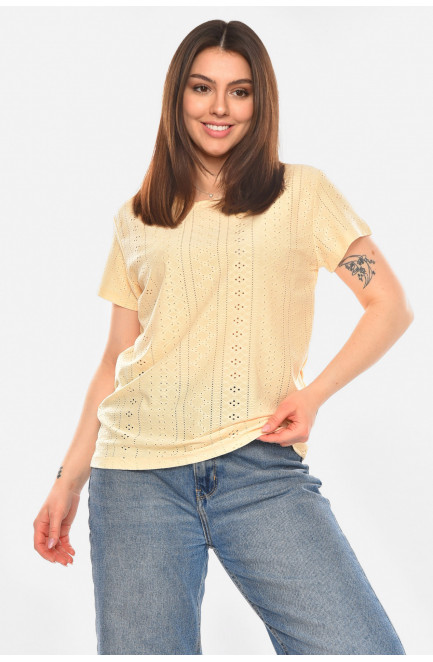 Футболка женская однотонная светло-бежевого цвета 210365L