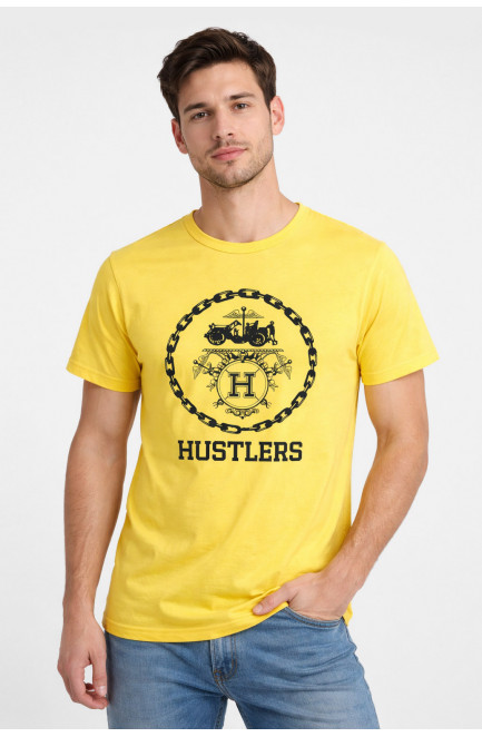 Футболка мужская желтого цвета с принтом 210404L